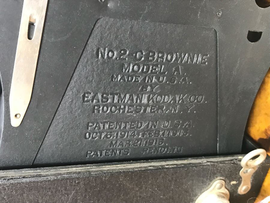 JUST ADDED - Vintage Polaroid G.E. Exposure Light Meter With Box, Vintage Kodak No. 2-C Brownie Camera Model A And Antique 1919 Framed Italian Hand Signed Document In Vintage Wooden Inlay Frame [Photo 5]