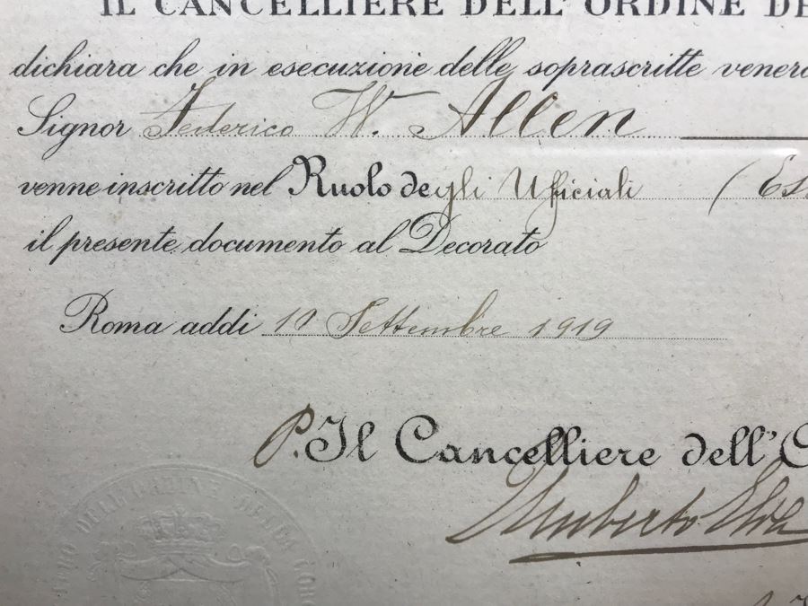 JUST ADDED - Vintage Polaroid G.E. Exposure Light Meter With Box, Vintage Kodak No. 2-C Brownie Camera Model A And Antique 1919 Framed Italian Hand Signed Document In Vintage Wooden Inlay Frame [Photo 10]