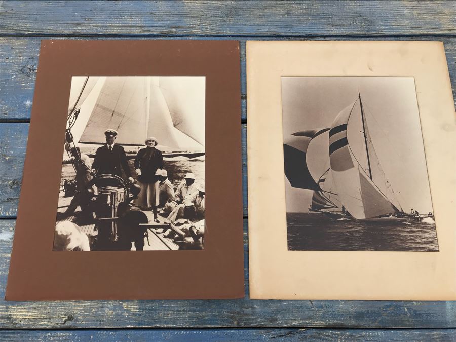 JUST ADDED - Pair Of Vintage Matted Sailing Photographs [Photo 1]