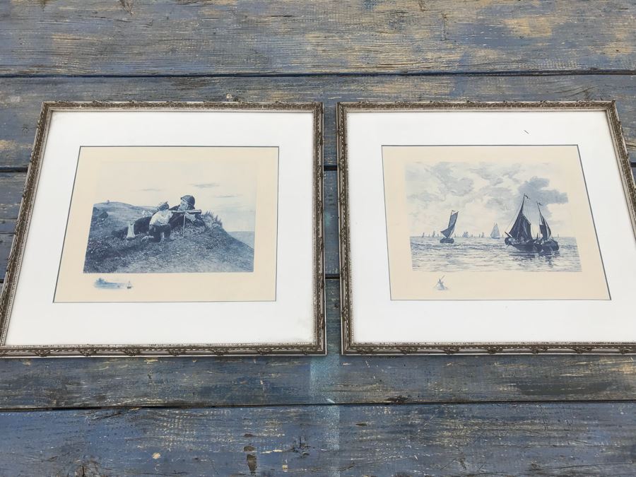 JUST ADDED - Pair Of Framed Nautical Prints 19' X 17' [Photo 1]