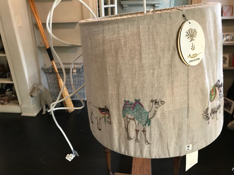 JUST ADDED - Hanging Carousel Stitched Canvas Light Fixture Coral & Tusk Retails $165 [Photo 2]