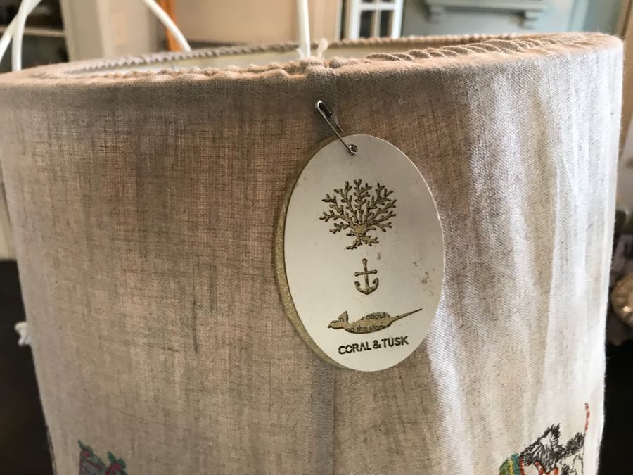 JUST ADDED - Hanging Carousel Stitched Canvas Light Fixture Coral & Tusk Retails $165 [Photo 3]