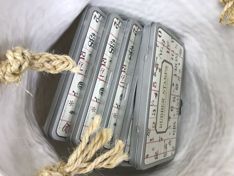 JUST ADDED - White Ceramic Basket With Rope Handles (Retails $160) And (5) New Rubber Stamps Kits [Photo 7]