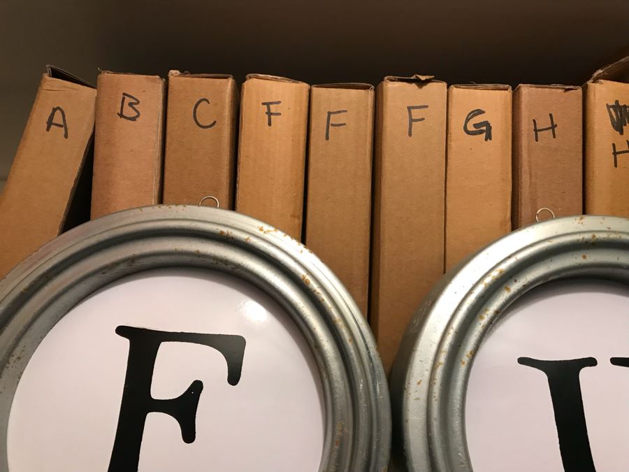 JUST ADDED - Over 40 Metal Tin Framed Wall Mountable Letters (Each Box Has Letter Written On Side) [Photo 6]