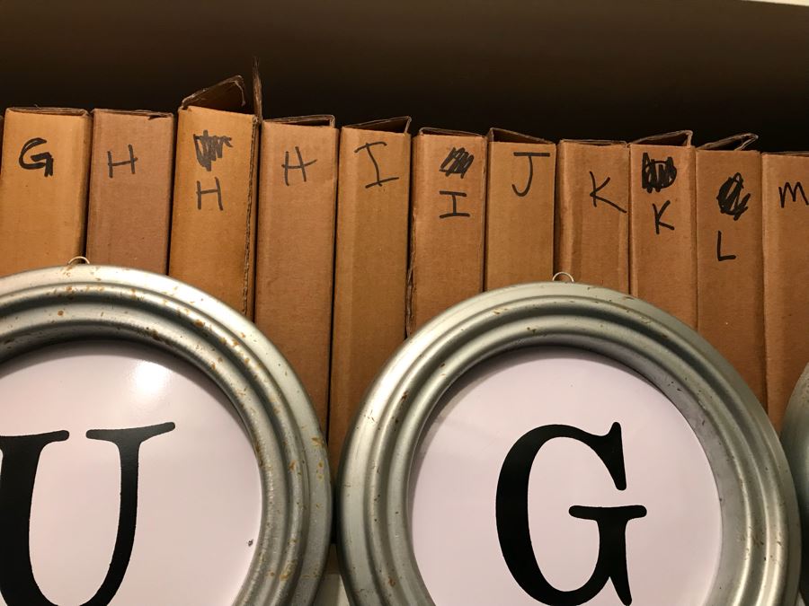 JUST ADDED - Over 40 Metal Tin Framed Wall Mountable Letters (Each Box Has Letter Written On Side) [Photo 7]