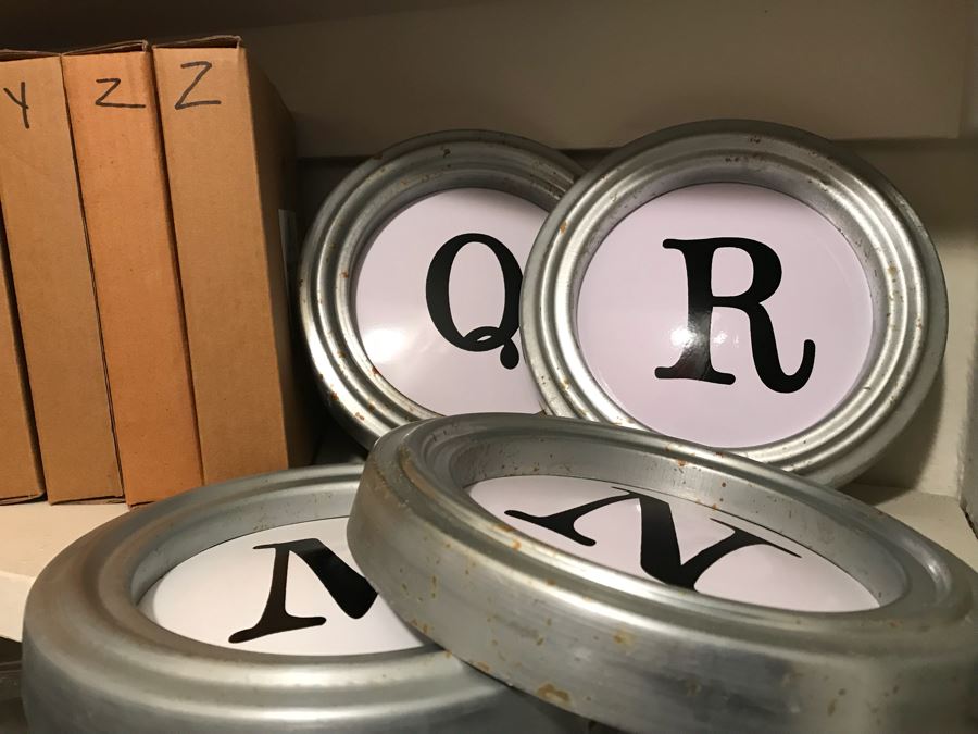 JUST ADDED - Over 40 Metal Tin Framed Wall Mountable Letters (Each Box Has Letter Written On Side) [Photo 4]