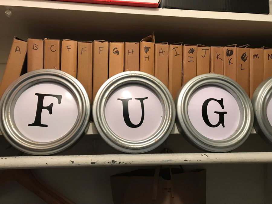 JUST ADDED - Over 40 Metal Tin Framed Wall Mountable Letters (Each Box Has Letter Written On Side) [Photo 1]