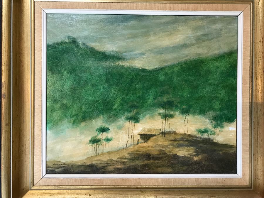 JUST ADDED - Framed Plein Air Landscape Signed Painting Framed In Hong Kong 16' X 14' [Photo 3]