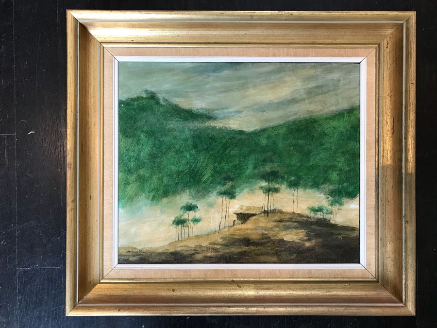 JUST ADDED - Framed Plein Air Landscape Signed Painting Framed In Hong Kong 16' X 14' [Photo 1]