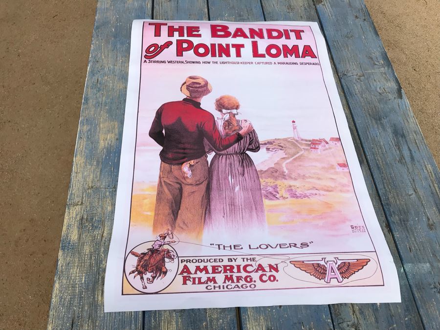 JUST ADDED - Reproduction Poster The Bandit Of Point Loma 'The Lovers' Produced By The American Film Mfg Co 35' X 24'