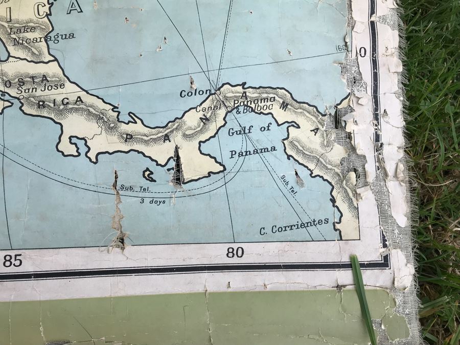 JUST ADDED - Antique 1914 W. & A. K. Johnston, Ltd School Pull Down Map Of The United States And Mexico 41' X 54' (See Photos For Tearing In Canvas) [Photo 9]