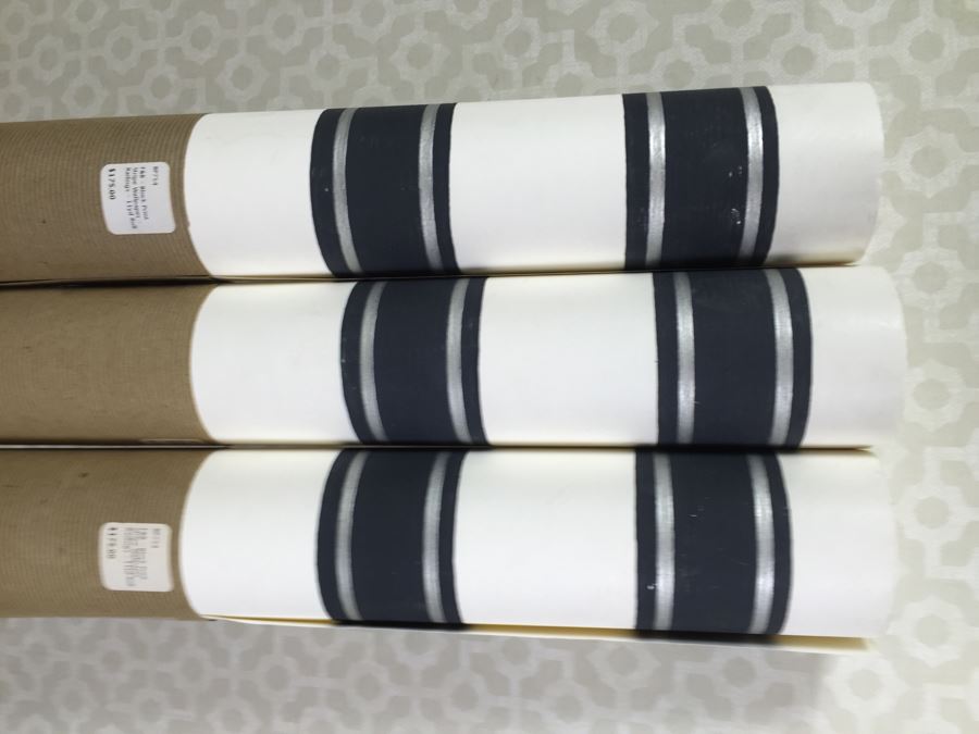 JUST ADDED - (7) NEW Rolls Of F&B Block Print Stripe Wallpaper 11Yds 21'W Retails $1,225 [Photo 4]