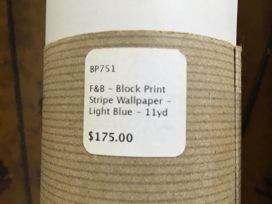 JUST ADDED - (7) NEW Rolls Of F&B Block Print Stripe Wallpaper 11Yds 21'W Retails $1,225 [Photo 3]