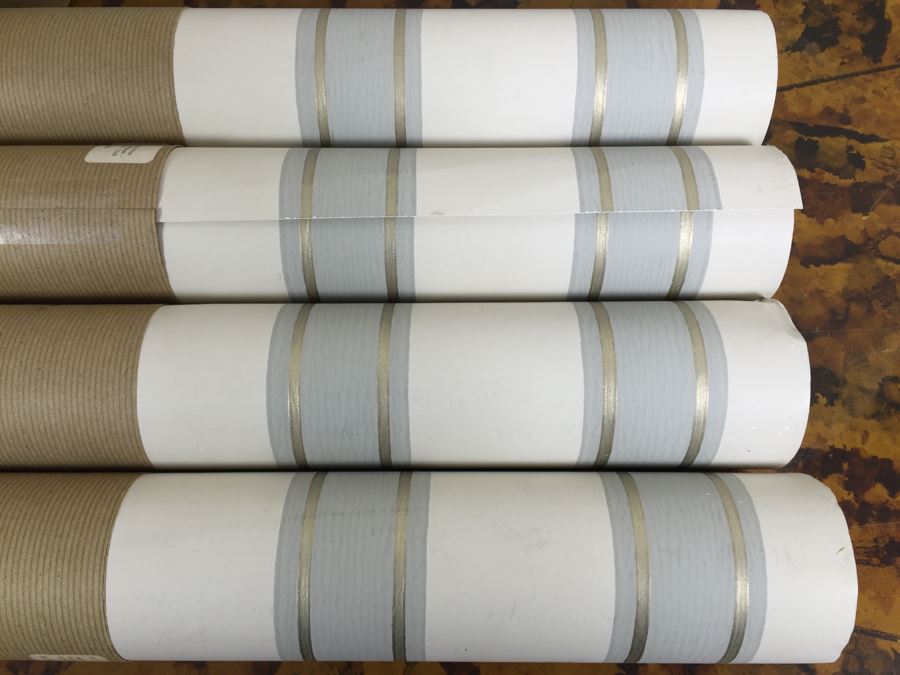 JUST ADDED - (7) NEW Rolls Of F&B Block Print Stripe Wallpaper 11Yds 21'W Retails $1,225 [Photo 2]