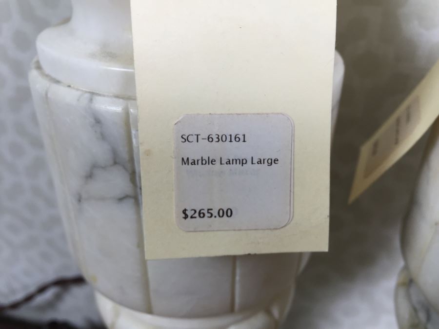 Pair Of Vintage Working Newly Wired Marble Table Lamps (See Photos For Repairs) [Photo 2]