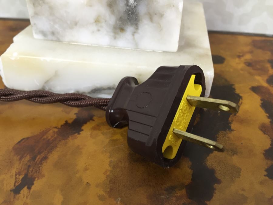 Pair Of Vintage Working Newly Wired Marble Table Lamps (See Photos For Repairs) [Photo 6]