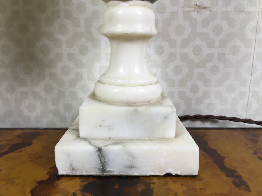 Pair Of Vintage Working Newly Wired Marble Table Lamps (See Photos For Repairs) [Photo 9]
