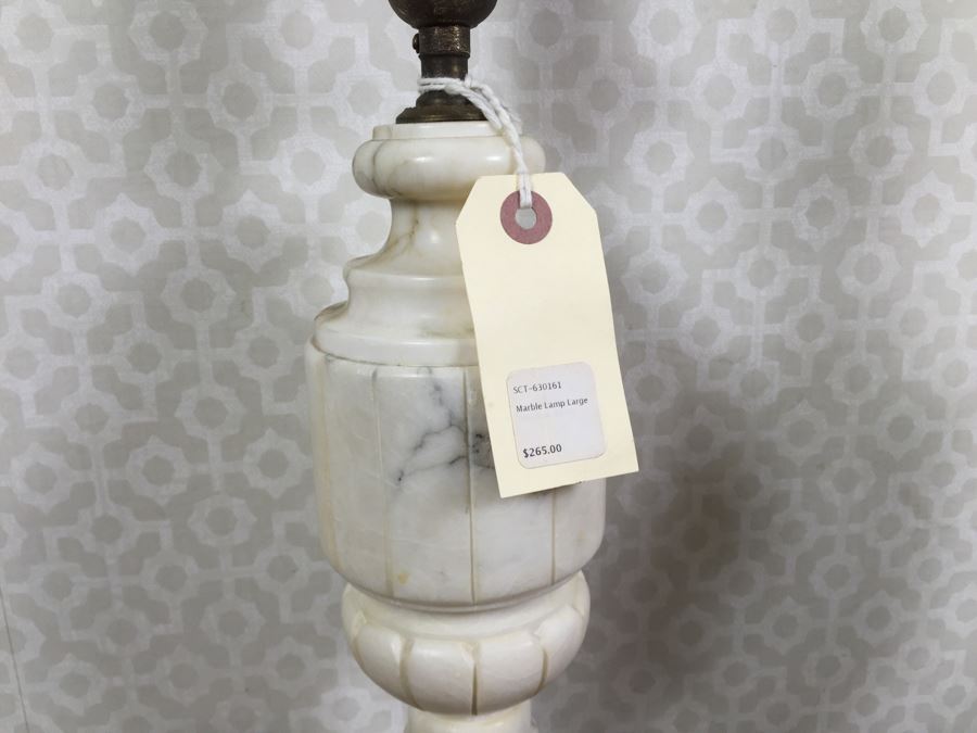 Pair Of Vintage Working Newly Wired Marble Table Lamps (See Photos For Repairs) [Photo 4]