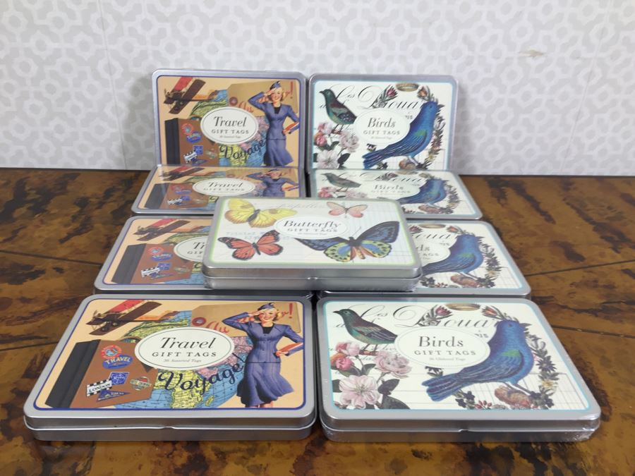 JUST ADDED - (9) Gift Tag Sets From Cavallini & Co Birds, Travel And Butterfly Themed Retails $99 [Photo 1]