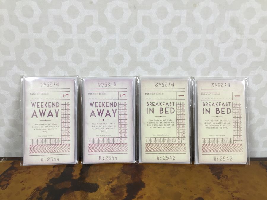 JUST ADDED - Silverplate College Bowl Trophy, NEW Cypress Cement Container, (4) NEW Ticket Sets Weekend Away, Breakfast In Bed, New Southern Cal Historic Postcards, (6) NEW Sets Of Gift Tags, Brass Heart And Various Trays [Photo 8]