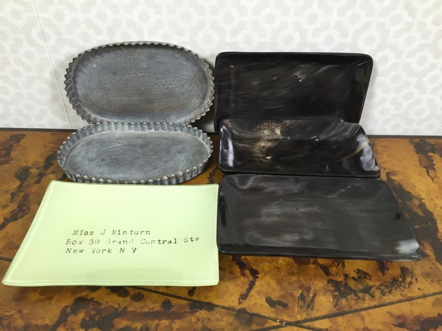 JUST ADDED - Silverplate College Bowl Trophy, NEW Cypress Cement Container, (4) NEW Ticket Sets Weekend Away, Breakfast In Bed, New Southern Cal Historic Postcards, (6) NEW Sets Of Gift Tags, Brass Heart And Various Trays [Photo 28]