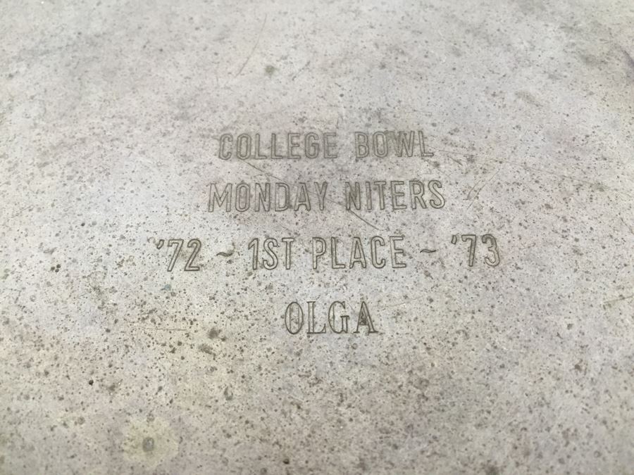 JUST ADDED - Silverplate College Bowl Trophy, NEW Cypress Cement Container, (4) NEW Ticket Sets Weekend Away, Breakfast In Bed, New Southern Cal Historic Postcards, (6) NEW Sets Of Gift Tags, Brass Heart And Various Trays [Photo 16]