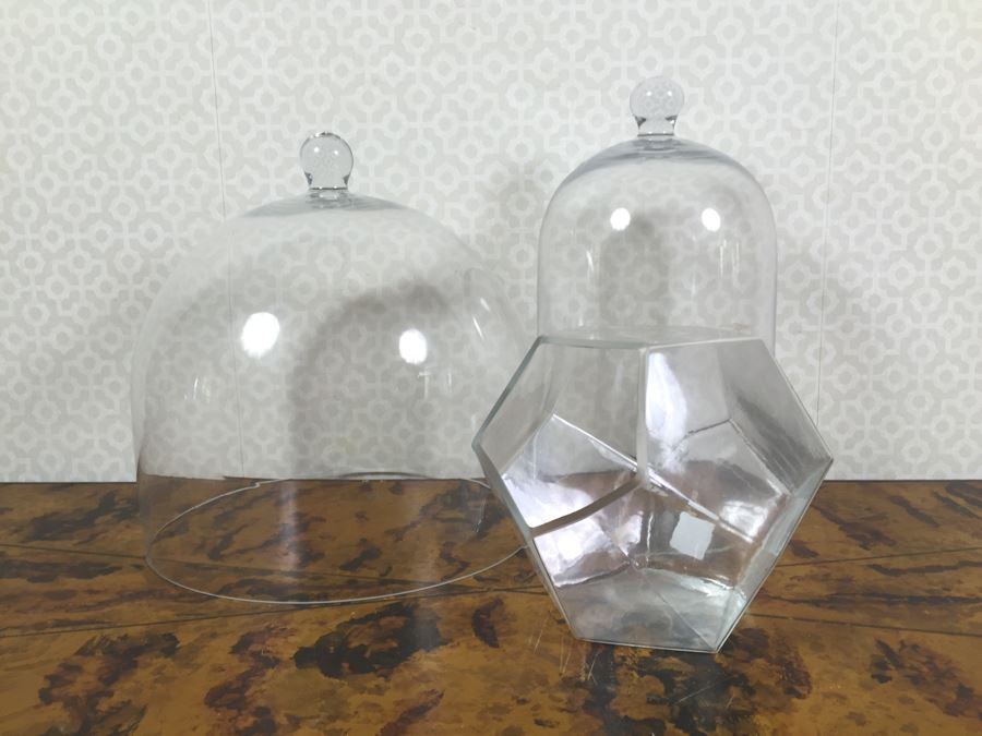 JUST ADDED - (2) Glass Domes And (1) Glass Bowl [Photo 1]