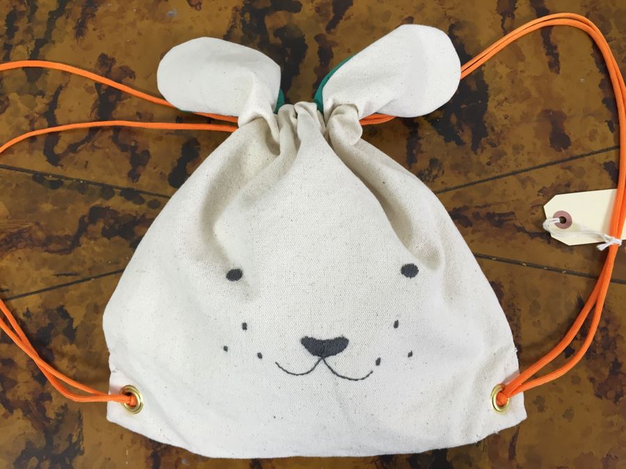 JUST ADDED - Meri Meri Bunny Rabbit Backpack, Rabbit Pouch Necklace Coral & Tusk And (3) Coral & Tusk Stitched Whales  [Photo 2]