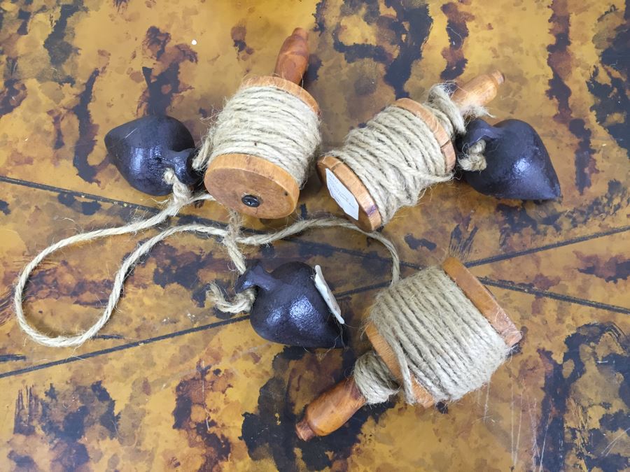 JUST ADDED - Pulley, (2) Glass Bowls, Collection Of Vintage Keychains, Rope On Spools And Collection Of Various Ribbons [Photo 29]