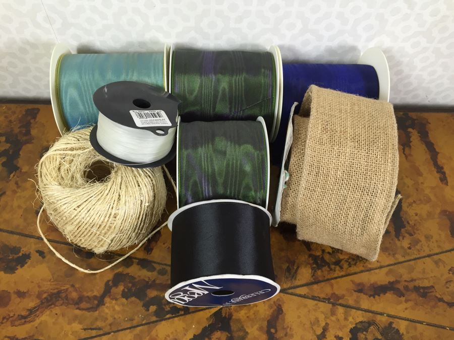 JUST ADDED - Pulley, (2) Glass Bowls, Collection Of Vintage Keychains, Rope On Spools And Collection Of Various Ribbons [Photo 2]