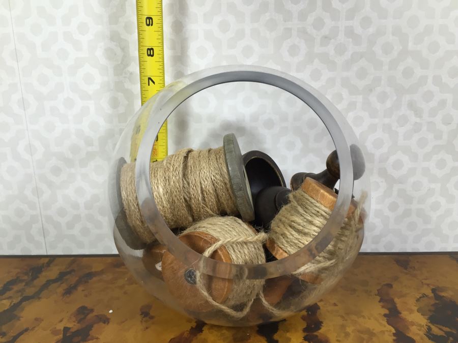 JUST ADDED - Pulley, (2) Glass Bowls, Collection Of Vintage Keychains, Rope On Spools And Collection Of Various Ribbons [Photo 26]