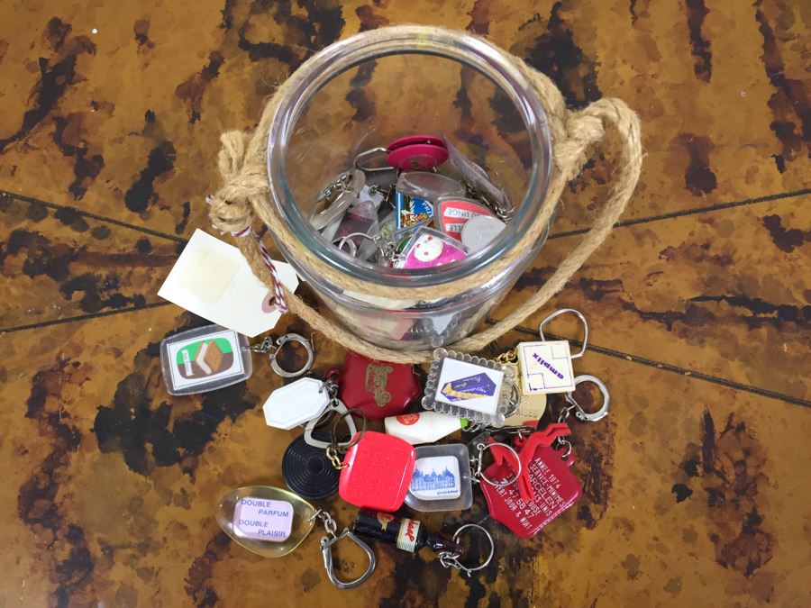JUST ADDED - Pulley, (2) Glass Bowls, Collection Of Vintage Keychains, Rope On Spools And Collection Of Various Ribbons [Photo 22]