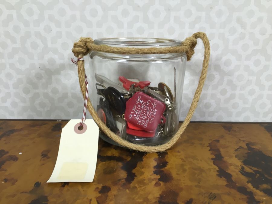 JUST ADDED - Pulley, (2) Glass Bowls, Collection Of Vintage Keychains, Rope On Spools And Collection Of Various Ribbons [Photo 20]