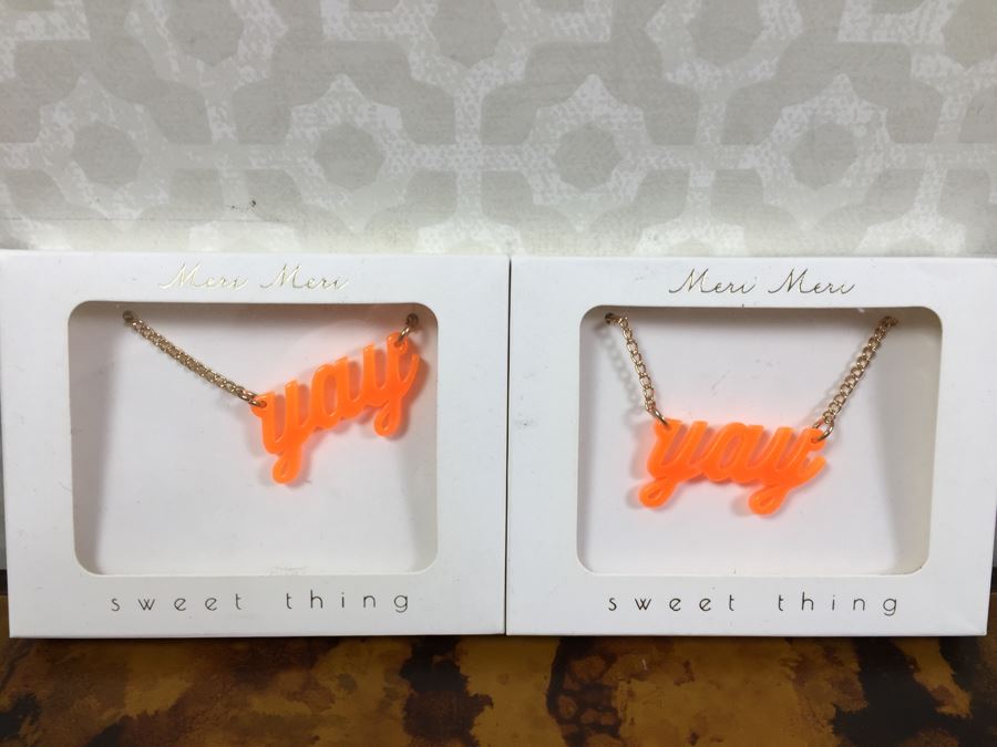 JUST ADDED - (12) NEW Meri Meri Necklaces Hello, Yay, Rainbow, Sailboat, BFF Retails $120 [Photo 9]