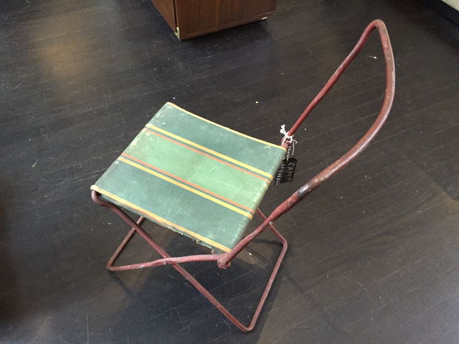 JUST ADDED - Vintage Metal Folding Canvas Print Seat Chair [Photo 3]