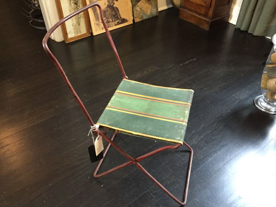JUST ADDED - Vintage Metal Folding Canvas Print Seat Chair [Photo 1]
