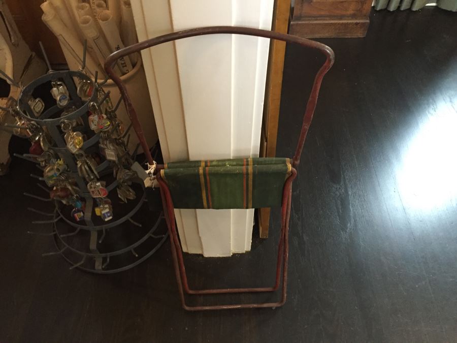 JUST ADDED - Vintage Metal Folding Canvas Print Seat Chair [Photo 4]