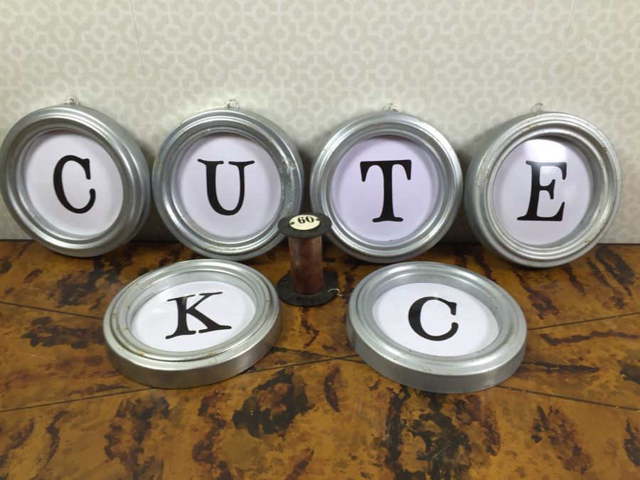 JUST ADDED - (6) Tin Letters And Spool
