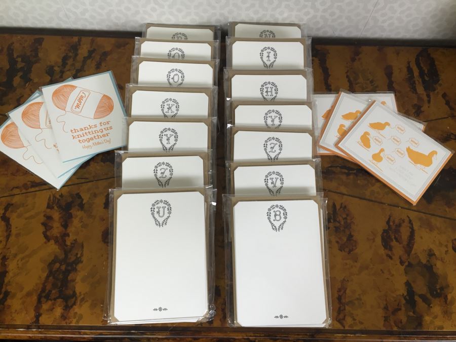 JUST ADDED - Canvas Shopping Bag Lot Filled With New Product Including Notecards, Cards, Gift Tags, Petite Parcel Sets, Desk Name Plate, Keychains - See Photos [Photo 2]