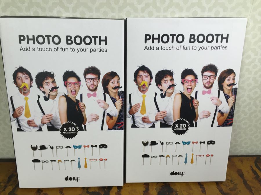 JUST ADDED - (6) Glass Vases, Bucket O' Bait Pale, (2) NEW Photo Booth Glasses / Mustaches And Various Items On Sticks - See Photos [Photo 5]