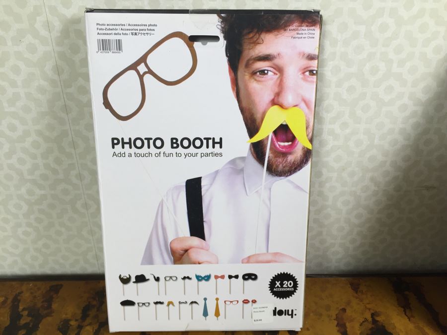 JUST ADDED - (6) Glass Vases, Bucket O' Bait Pale, (2) NEW Photo Booth Glasses / Mustaches And Various Items On Sticks - See Photos [Photo 6]