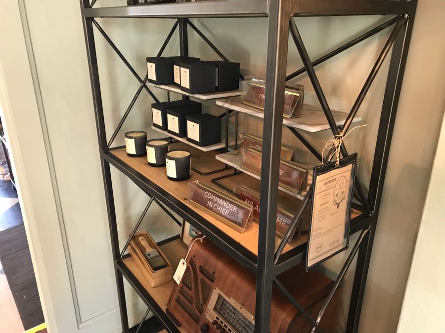 LAST MINUTE ADD - Nice Metal Etagere Bookcase With Wooden 5 Shelves (Sold Empty) [Photo 5]