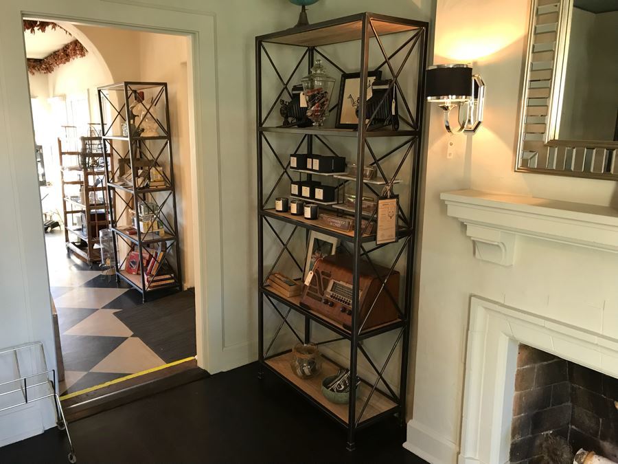 LAST MINUTE ADD - Nice Metal Etagere Bookcase With Wooden 5 Shelves (Sold Empty) [Photo 3]