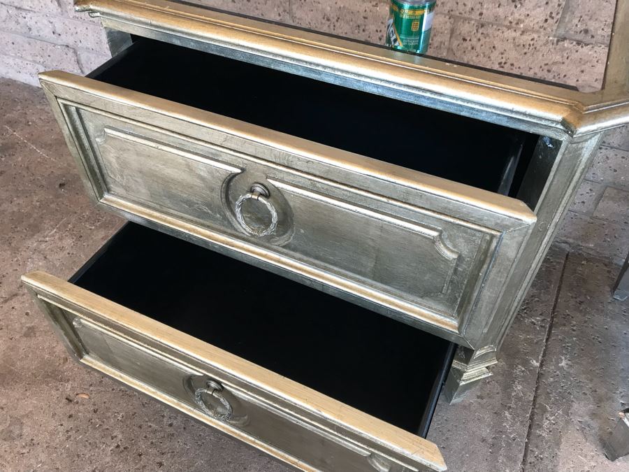 Z Gallerie Pair Of Nightstands With Mirrored Tops (Note That Inside One Drawer Paint Has Peeled) [Photo 7]