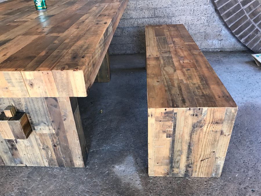 Crate & Barrel Dining Table With Pair Of Bench Seats [Photo 5]