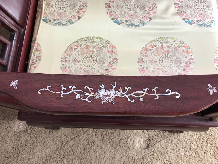 Pair Of Heavy Chinese Rosewood Armchairs With Mother Of Pearl Inlay Throughout [Photo 13]