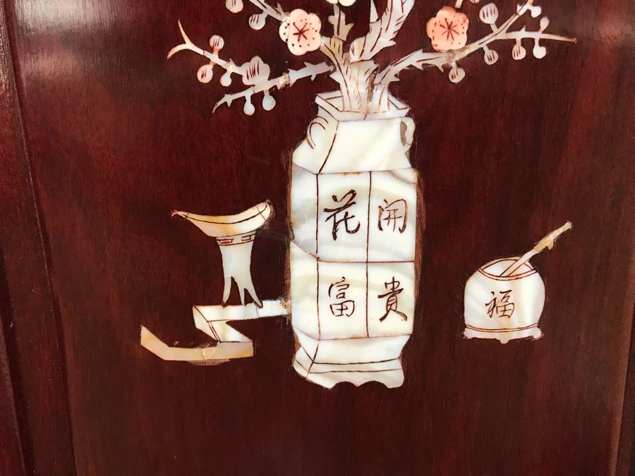 Pair Of Heavy Chinese Rosewood Armchairs With Mother Of Pearl Inlay Throughout [Photo 35]