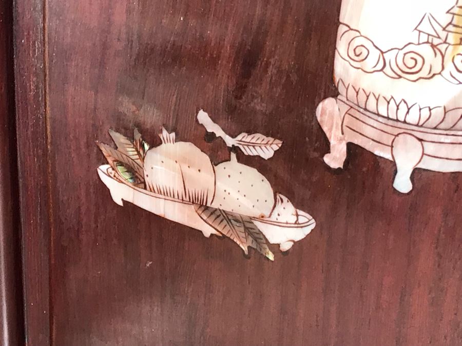 Pair Of Heavy Chinese Rosewood Armchairs With Mother Of Pearl Inlay Throughout [Photo 10]