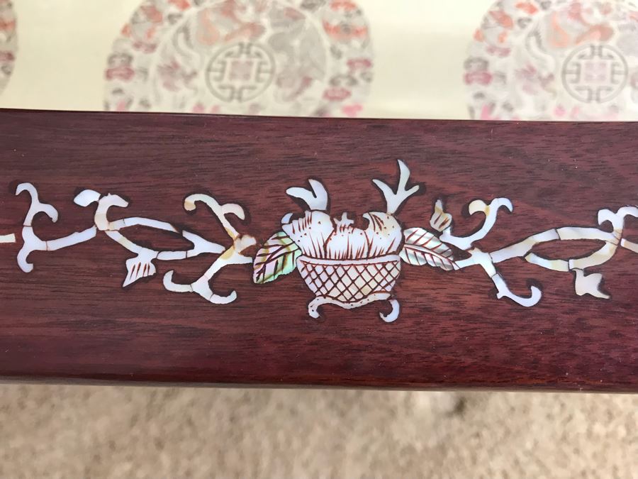 Pair Of Heavy Chinese Rosewood Armchairs With Mother Of Pearl Inlay Throughout [Photo 14]