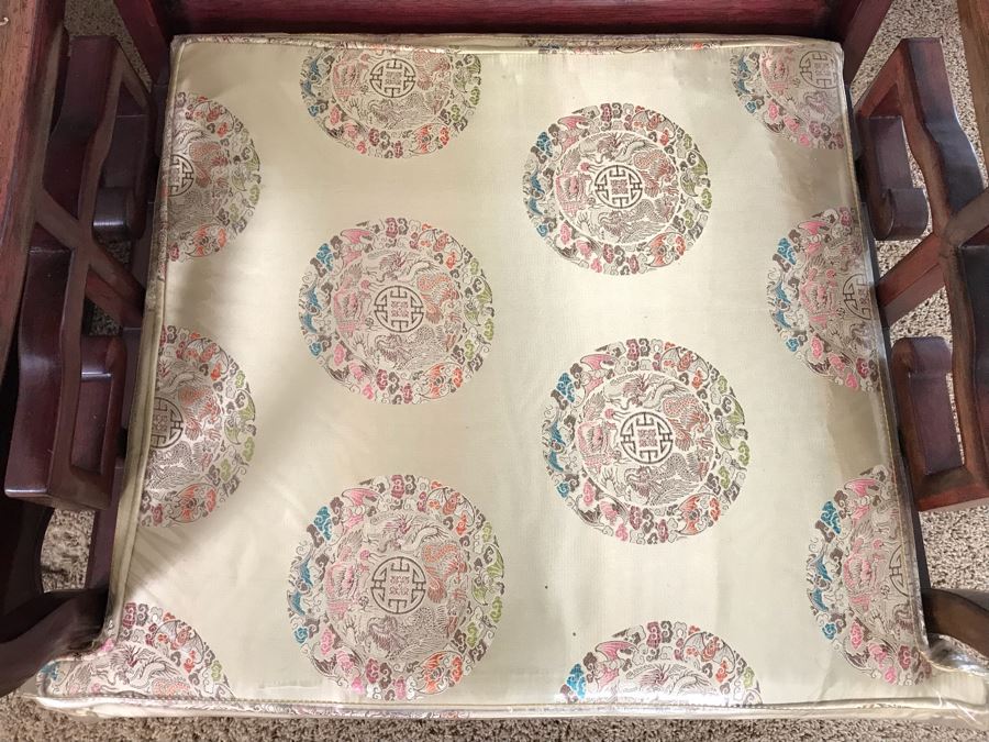 Pair Of Heavy Chinese Rosewood Armchairs With Mother Of Pearl Inlay Throughout [Photo 15]